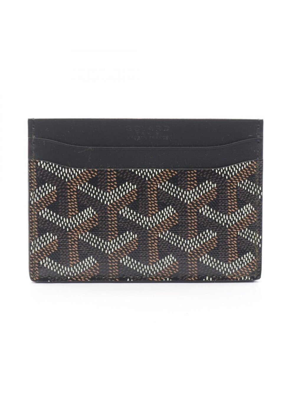 Goyard Card Case Saint Sulpice Black Brown White Canvas Leather